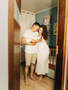 Daniele e Raí, com Fernando, que tem pouco mais de um mês de vida