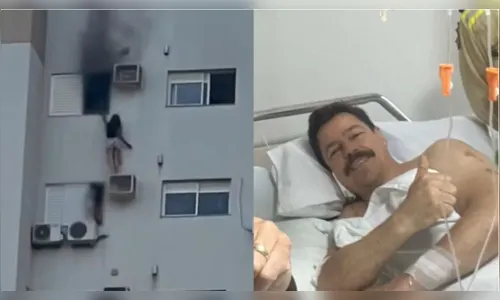 Bombeiro do PR recebe alta após resgatar mulher pendurada em incêndio