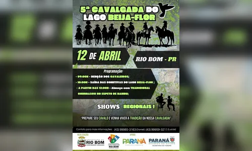 Rio Bom realiza 5ª Cavalgada do Lago Beija-Flor no dia 12 de abril