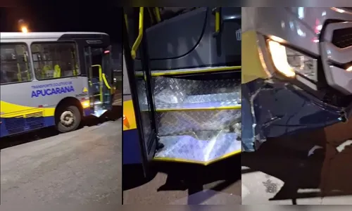 Colisão entre ônibus e carro assusta passageiros em Apucarana