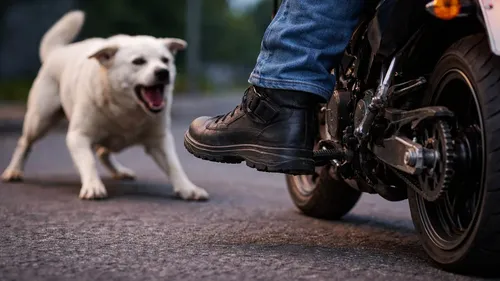 Motocilcista sofreu ferimentos leves após um cachorro avançar contra a motocicleta