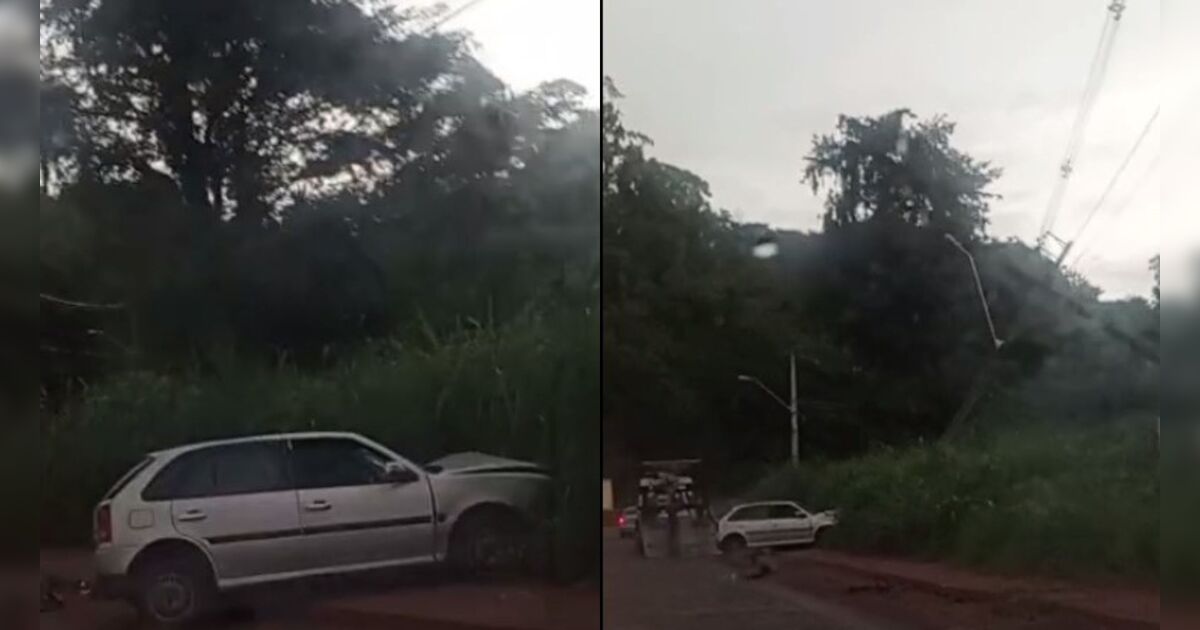 Motorista fica ferido após bater carro contra poste em Apucarana