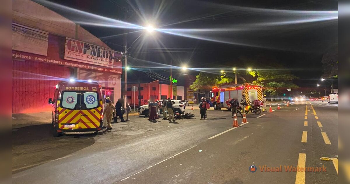 Homem de 38 anos fica ferido em colisão na Avenida Minas Gerais em Apucarana