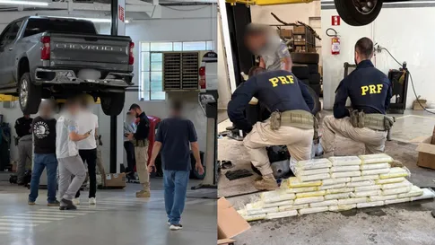 Caminhonete é desmontada em concessionária de Apucarana para retirada de drogas pela PRF