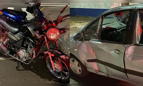 Dois homens ficam feridos após colisão entre carro e moto em Apucarana
