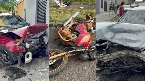 Dois carros e uma moto envolvidos no acidente de trânsito
