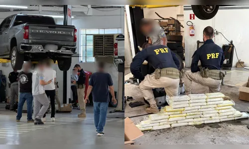 Caminhonete é desmontada em concessionária de Apucarana para retirada de drogas pela PRF