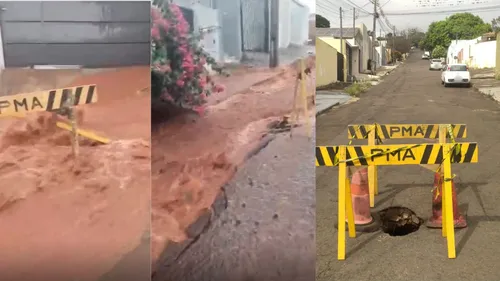 Chuva provoca danos em ruas e rompe galerias pluviais em Apucarana