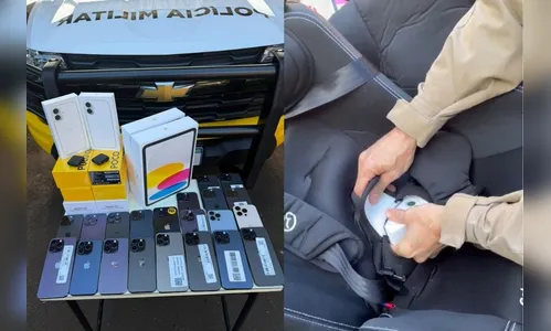 Casal é flagrado com iPhones escondidos em cadeirinha de criança na PR-317