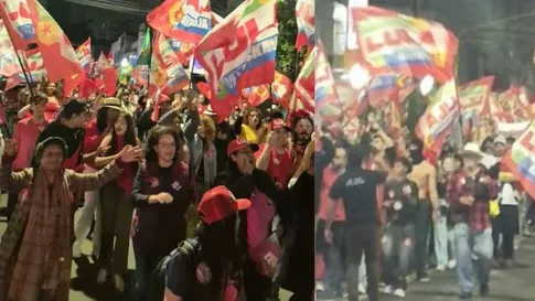 Apoiadores saem às ruas da área central em ato de apoio a Lula em Apucarana