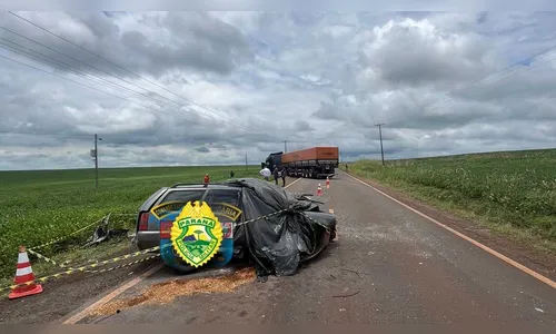 Homem morre em colisão entre carro e carreta na PR-160 em Sertaneja