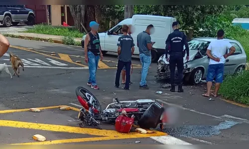 Motociclista fica ferido em colisão na 'Rua da Paineira' em Apucarana