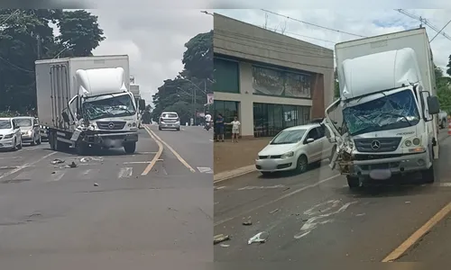 Colisão entre caminhões complica o trânsito na Avenida Brasil
