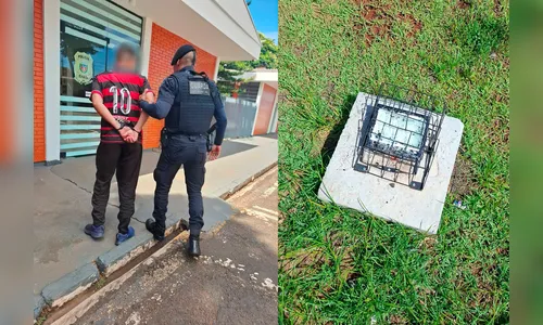 Rapaz com camisa do Flamengo é preso por depredar luminárias no centro