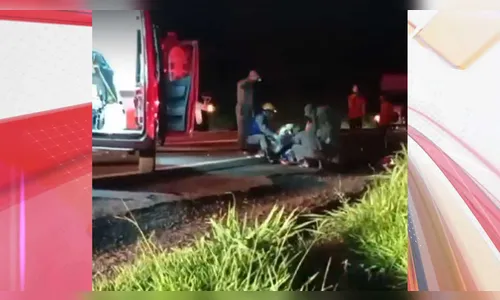 Motociclista é socorrido após grave acidente com caminhão na PR-466