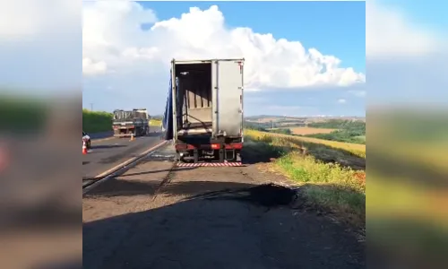 Motorista fica ferido após caminhão pegar fogo na PR-444 em Arapongas