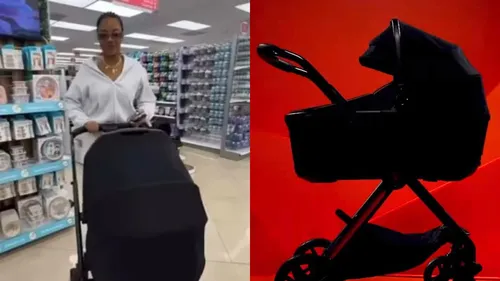 A logo da Lamborghini fica estampado no assento do carrinho