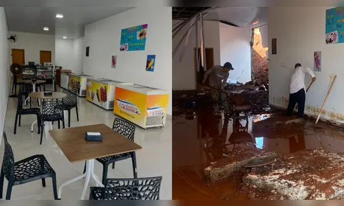 Sorveteria destruída por enxurrada foi inaugurada há uma semana
