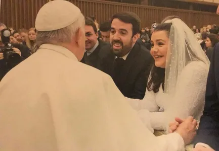 Casal paranaense com o papa