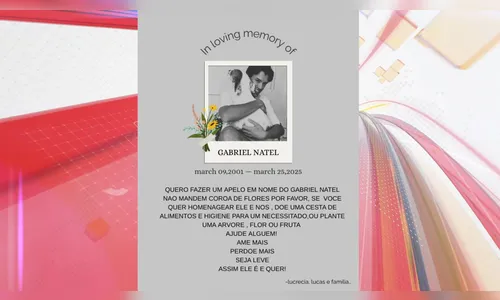 Família pede doações a entidades em vez de coroas de flores