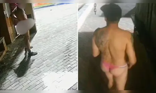 Câmera filma homem vestido com calcinha rosa se masturbando em quiosque