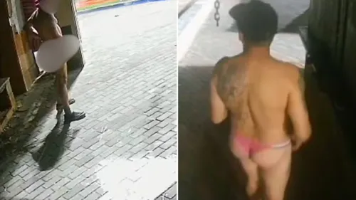 Homem vestido com calcina rosa é procurado por ato obsceno