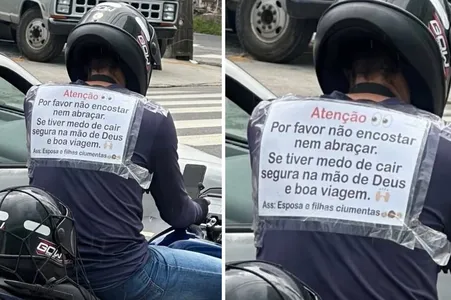 Motoboy viraliza com aviso da família: "Não encostar"