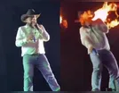 Léo, da dupla com Raphael, é atingido por fogo no rosto durante show