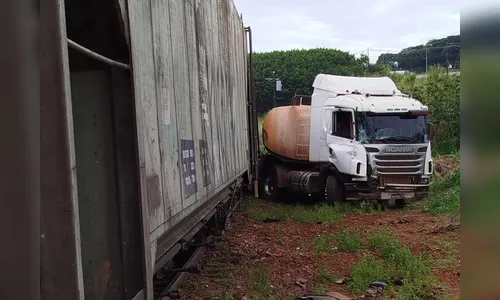 Colisão entre carreta e trem é registrada em Jandaia do Sul