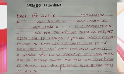 Criança que denunciou abuso em carta também foi estuprada pelo irmão