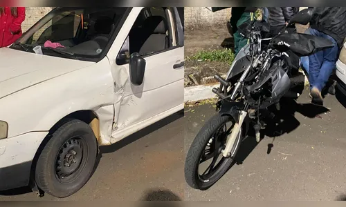 Motoboy fica ferido em colisão entre carro e moto em Apucarana