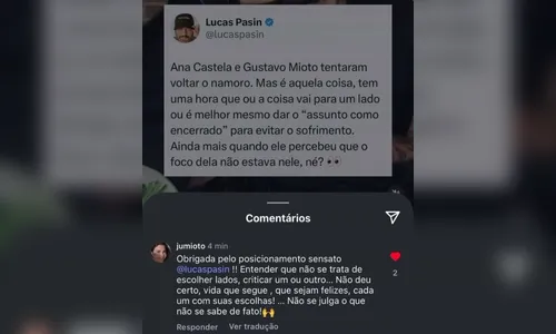
							Mãe de Gustavo Mioto comenta sobre fim definitivo com Ana Castela
						
						
