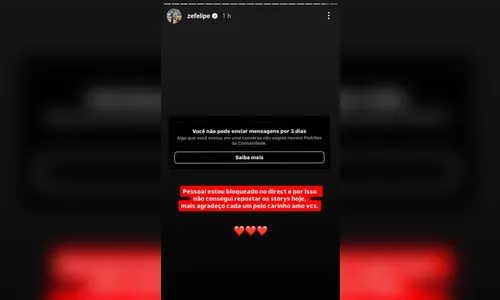 
							Zé Felipe explica por que não repostou homenagem de Virginia para ele
						
						