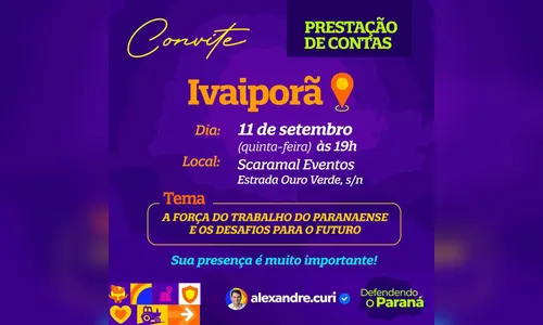 
							Alexandre Curi realiza encontro de prestação de contas em Ivaiporã
						
						