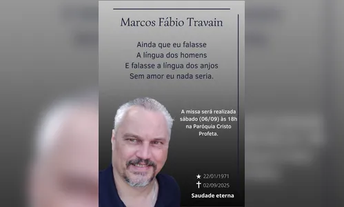 
							Família convida para a missa de sétimo dia de Marcos Fábio Travain
						
						