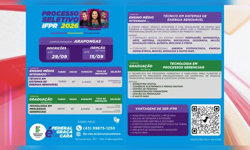 
							Prazo para pedir isenção de taxa no IFPR Arapongas vai até dia 15
						
						