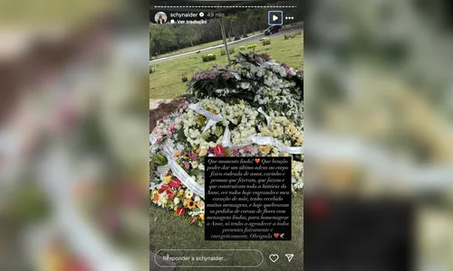 
							Schynaider mostra foto do cemitério após o enterro da filha: ‘Lindo’
						
						