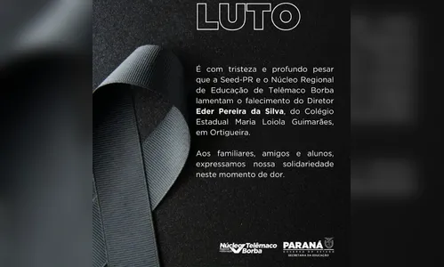 
							Diretor de escola morre em colisão frontal em Ortigueira (PR)
						
						