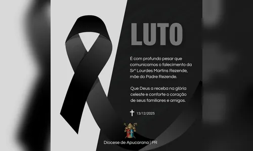 
							Morre Lourdes Martins Rezende, mãe do Pe. Rezende em Apucarana
						
						