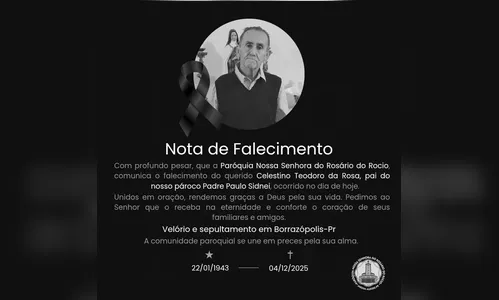 
							Pai do padre Paulo Sidnei morre em Jardim Alegre aos 82 anos
						
						