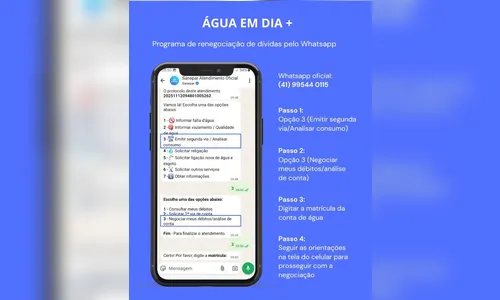 
							Sanepar Lança “Água em Dia +”: renegociação de dívidas pelo WhatsApp
						
						