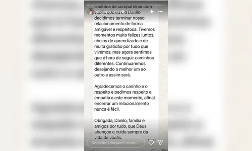 
							Margareth Serrão anuncia fim do namoro com Danilo Nascimento
						
						