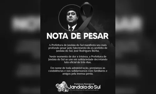 
							Morre José Rodrigues Borba, ex-deputado federal e ex-prefeito de Jandaia do Sul
						
						