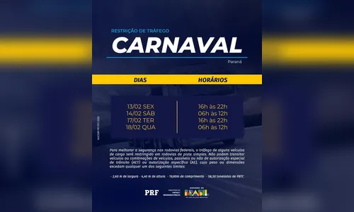 
							Operação Rodovida Carnaval 2026 da PRF busca desacelerar as mortes nas BRs do PR
						
						