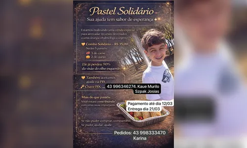 
							Família faz venda de pastéis para custear cirurgia de menino de 12 anos
						
						