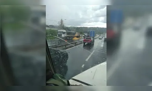 
							Acidente entre dois caminhões bloqueia totalmente a BR-376 em Ponta Grossa
						
						