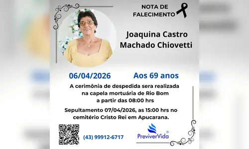 
							Idosa que morreu após grave acidente em Marilândia do Sul é identificada
						
						