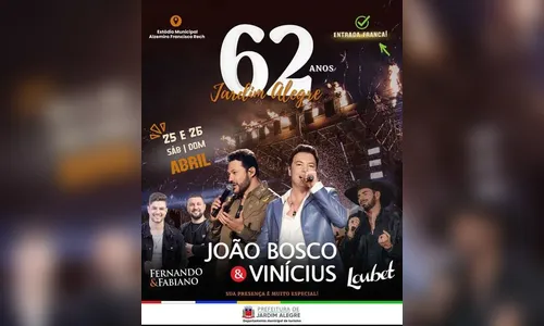 
							Jardim Alegre prepara grande comemoração pelos 62 anos da cidade
						
						