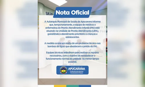 
							Atendimento do PAI é transferido temporariamente para UPA em Apucarana
						
						