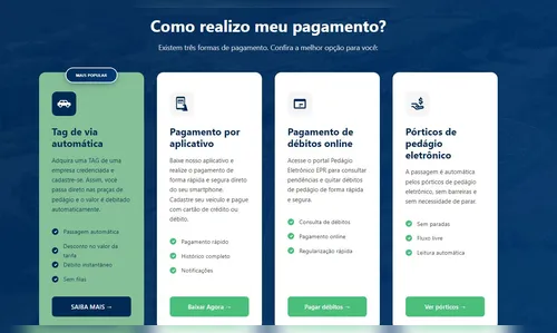 
							Tag, aplicativo e débito online: tire suas dúvidas de como pagar o pedágio Free Flow
						
						